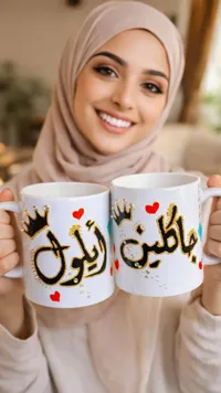 كاس مطبوع - الملك والملكة