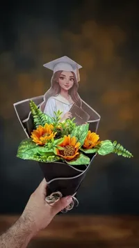 باقة توزيعات تخرج بتصميم فتاة