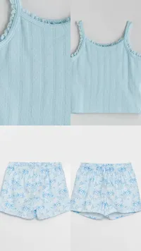 طقم ملابس صيفية للبنات - توب وشورت (Gap)