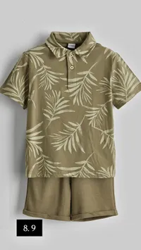 طقم شورت وتيشيرت بطبعة أوراق شجر - LC Waikiki