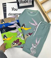 طقم صيفي للأطفال برسومات لوني تونز