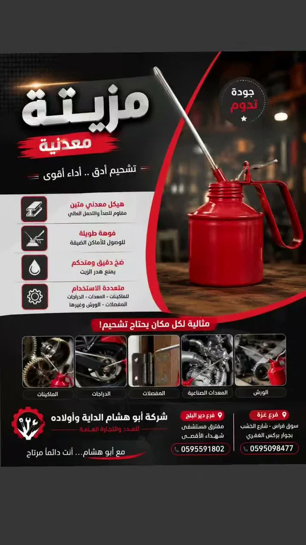 مزيّتة معدنية للتشحيم - شركة أبو هشام الداية وأولاده - أدوات ومعدات - سوق غزة