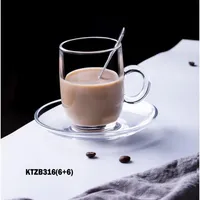 طقم فناجين قهوة زجاجية مع صحون (KTZB316)