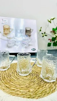 طقم أكواب زجاجية بتصميم مطروق - 6 قطع