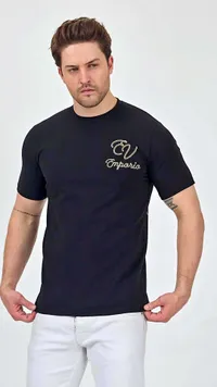تيشيرت رجالي أسود بتصميم إمبوريو (Emporio)