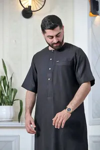 ثوب رجالي صيفي أنيق - أسود