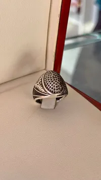 خاتم رجالي فضة مرصع بالزركون