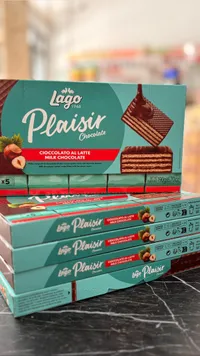 ويفر مغطى بالشوكولاتة بالحليب وكريمة البندق - لاغو بليزير (Lago Plaisir)
