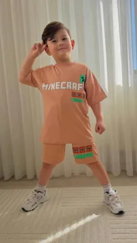 طقم ملابس صيفي للأطفال بتصميم ماينكرافت