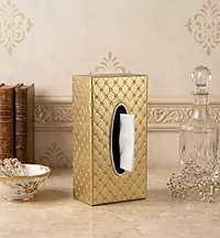 علبة مناديل ذهبية فاخرة (مرصعة بالكريستال)