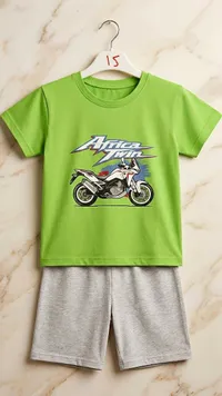 طقم تي شيرت وشورت بطبعة دراجة نارية - أفريكا توين (Africa Twin)
