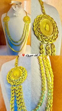 قلادة ذهب عيار 21 بتصميم ليرات تراثي - سوق غزة