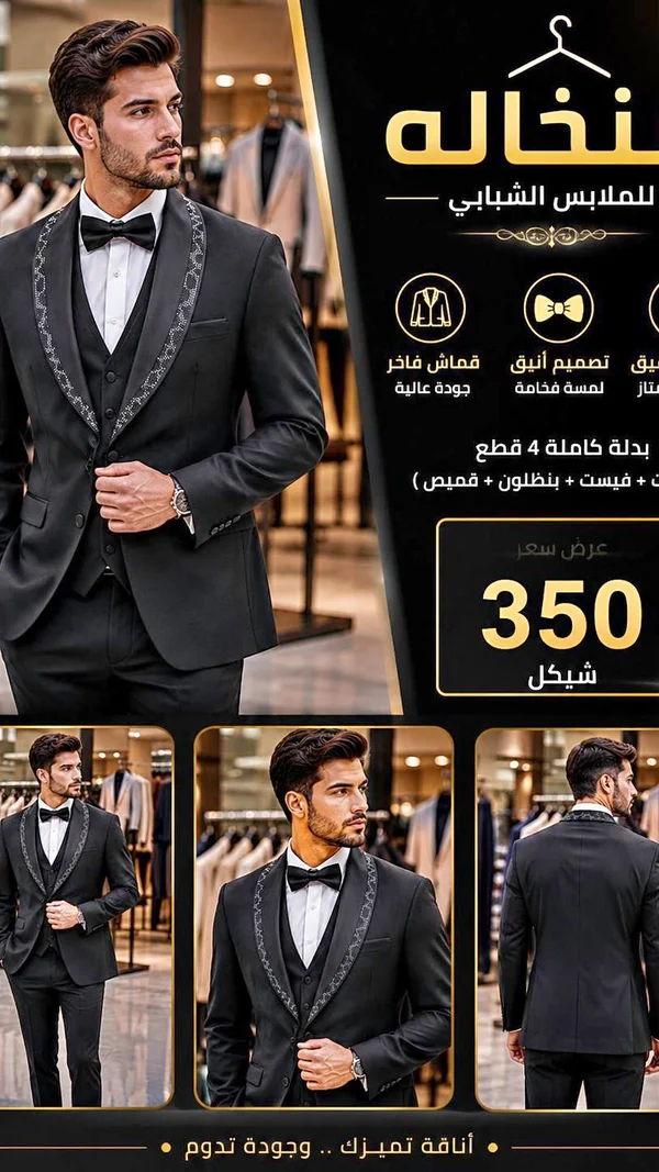 بدلة أفراح شبابية - نخاله - ملابس رجالية - سوق غزة