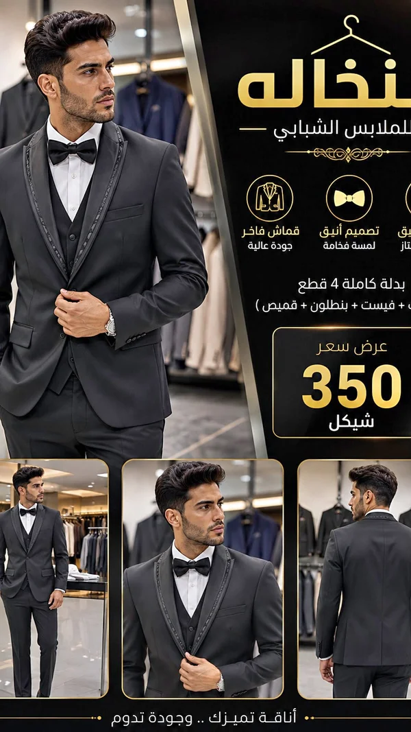 بدلة أفراح شبابية - نخاله - ملابس رجالية - سوق غزة
