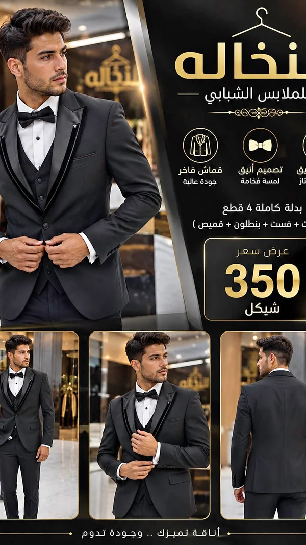 بدلة أفراح شبابية - نخاله - ملابس رجالية - سوق غزة