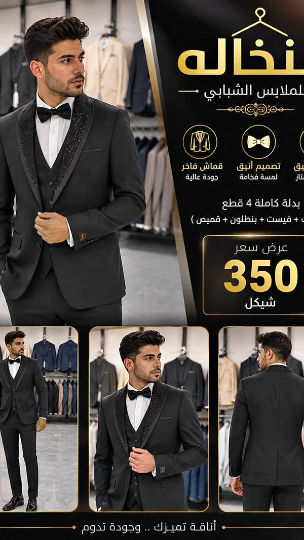 بدلة أفراح شبابية - نخاله - ملابس رجالية - سوق غزة