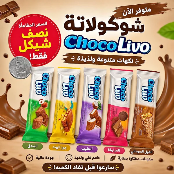 أصابع شوكولاتة متنوعة - شوكوليفو (ChocoLivo) - مواد غذائية وبقالة - سوق غزة