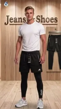 شورت رياضي مع بنطال ضيق مدمج - أديداس (Adidas)