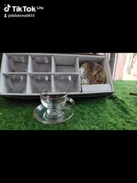 طقم أكواب وصحون زجاجية