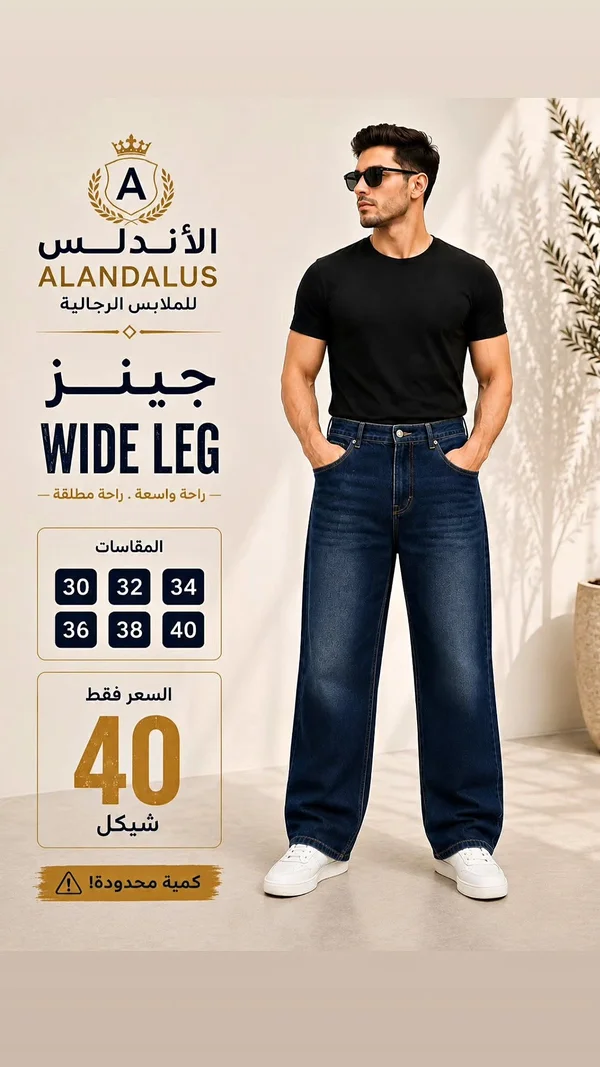 جينز واسع الساق - أندلس (ALANDALUS) - ملابس رجالية - سوق غزة