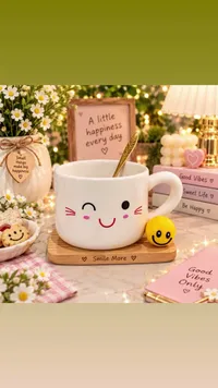 كوب بتصميم وجه مبتسم (Smile More)