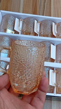 طقم أكواب زجاجية مزخرفة