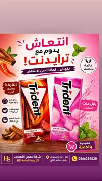 علكة خالية من السكر بنكهتي القرفة وبابل منت - ترايدنت (Trident)