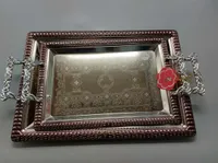 طقم صواني تقديم معدنية فاخرة