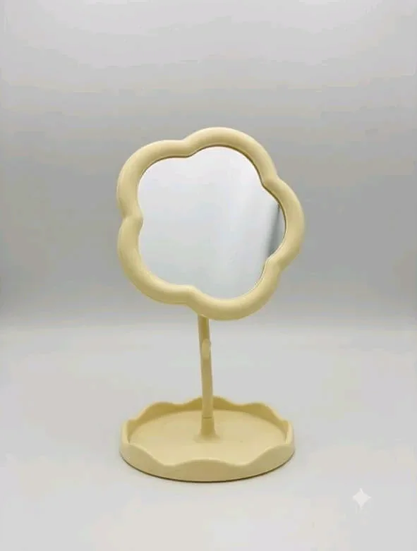 مرآة تجميل بتصميم وردة مع قاعدة تخزين - أدوات منزلية - سوق غزة