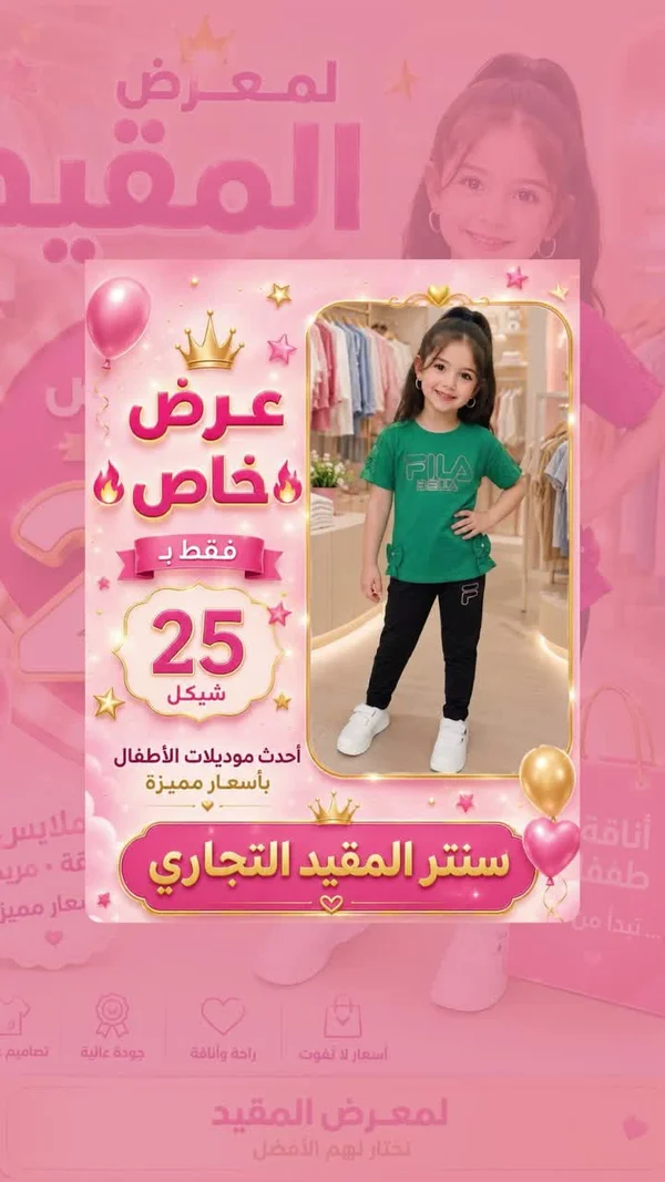 طقم ملابس أطفال صيفي - فيلا (Fila) - ملابس أطفال - سوق غزة