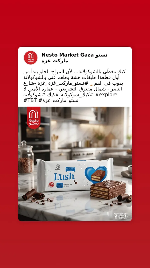 كيك مغطى بالشوكولاتة - لاش (Lush) - مواد غذائية وبقالة - سوق غزة