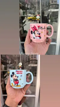 مج سيراميك برسومات ديزني مع ملعقة