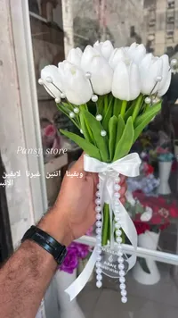 مسكة عروس بتصميم التوليب الأبيض - بانسي ستور (Pansy Store) - سوق غزة