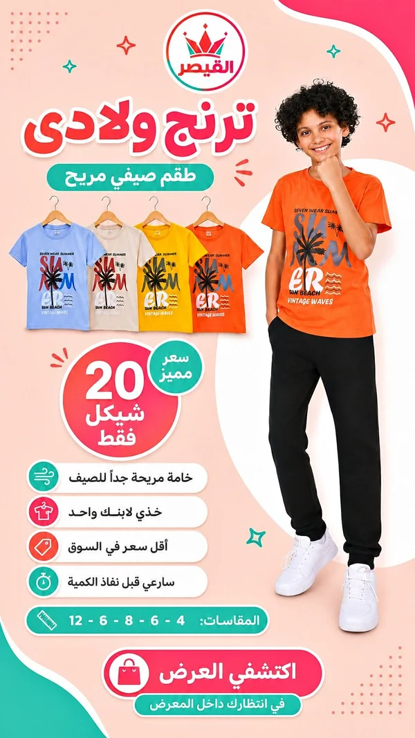 ترنج ولادي صيفي - القيصر - ملابس أطفال - سوق غزة