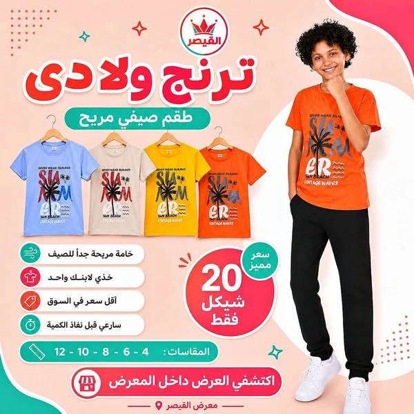 طقم صيفي مريح - القيصر - ملابس أطفال - سوق غزة