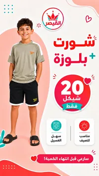 طقم صيفي للأطفال شورت وبلوزة - ريبوك (Reebok) - سوق غزة