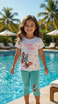 طقم ملابس صيفي بناتي بطبعة ديزي داك (Disney)