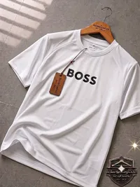 تيشيرت رياضي أبيض بتصميم بوس (Boss)