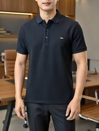 قميص بولو رجالي كلاسيكي أسود