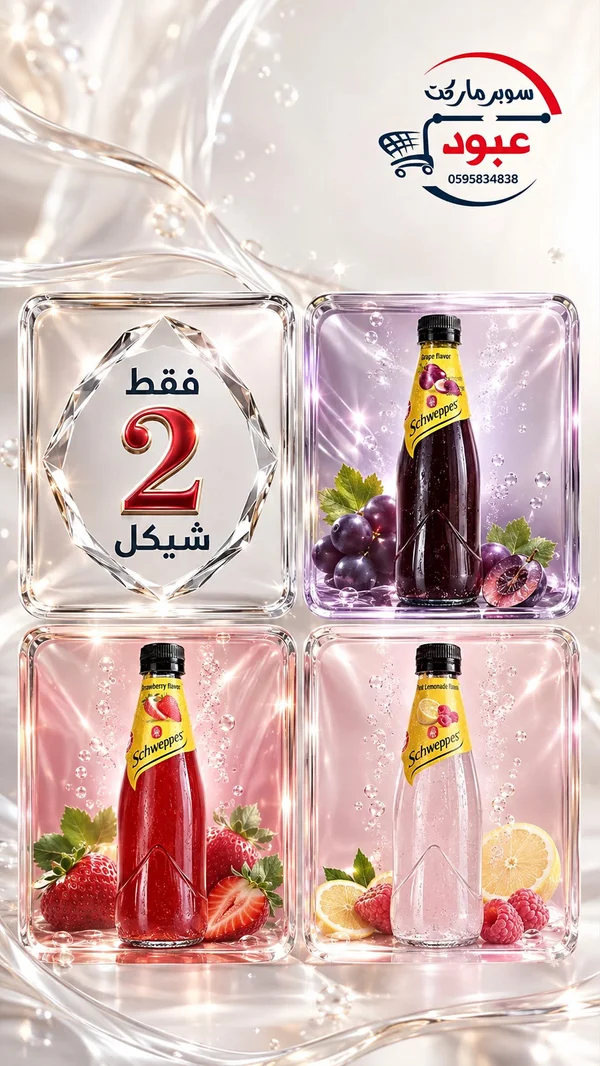 مشروب غازي بنكهة العنب - شوبس (Schweppes) - مواد غذائية وبقالة - سوق غزة