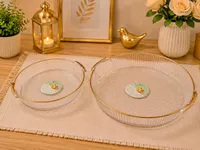 طبق تقديم زجاجي ذهبي (Glass Serving Plate)