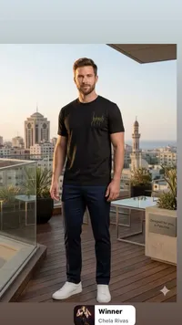 تيشيرت رجالي أسود بتصميم فلسطيني - وينر (Winner)
