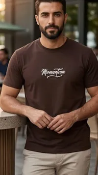 تيشيرت رجالي بني بتصميم مومينتم (Momentum)