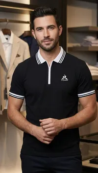 قميص بولو رجالي بياقة وسحاب - لو كوك سبورتيف (Le Coq Sportif)