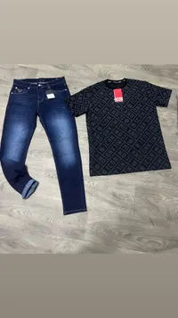طقم ملابس رجالي - تيشيرت آيكون ميلانو وبنطال جينز (Icon Milano)