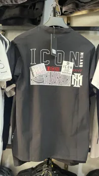 تيشيرت رجالي أسود بتصميم أيقون ميلانو (Icon Milano)