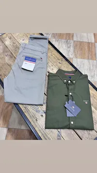 طقم ملابس رجالي - بنطال تومي هيلفيغر وقميص غانت (Tommy Hilfiger & Gant)