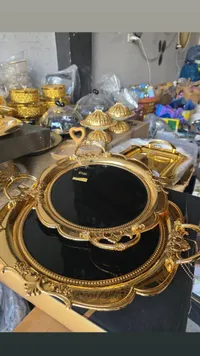 صينية ضيافة ذهبية فاخرة - تصميم كلاسيكي