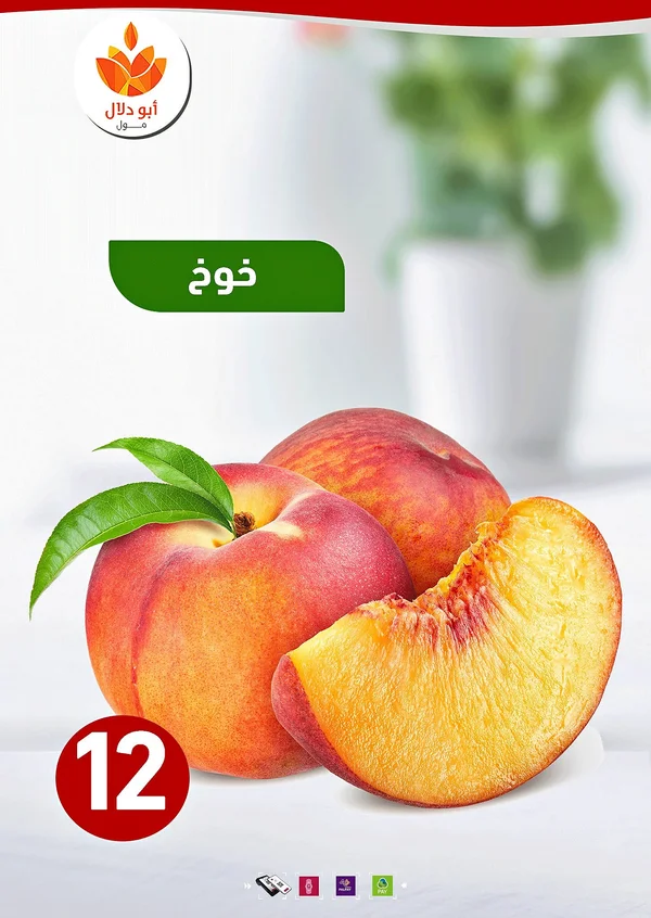 خوخ طازج - أبو دلال مول - مواد غذائية وبقالة - سوق غزة