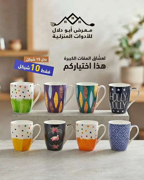 أكواب قهوة وشاي - معرض أبو دلال للأدوات المنزلية - أدوات منزلية - سوق غزة